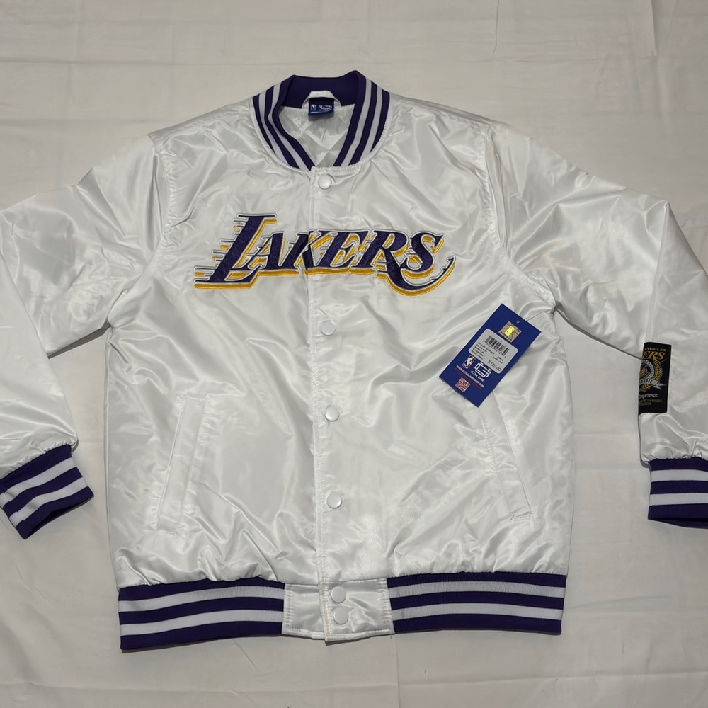 NWT Los Angeles Lakers Ultra Game Satin Varsity Bomber Jacket Small